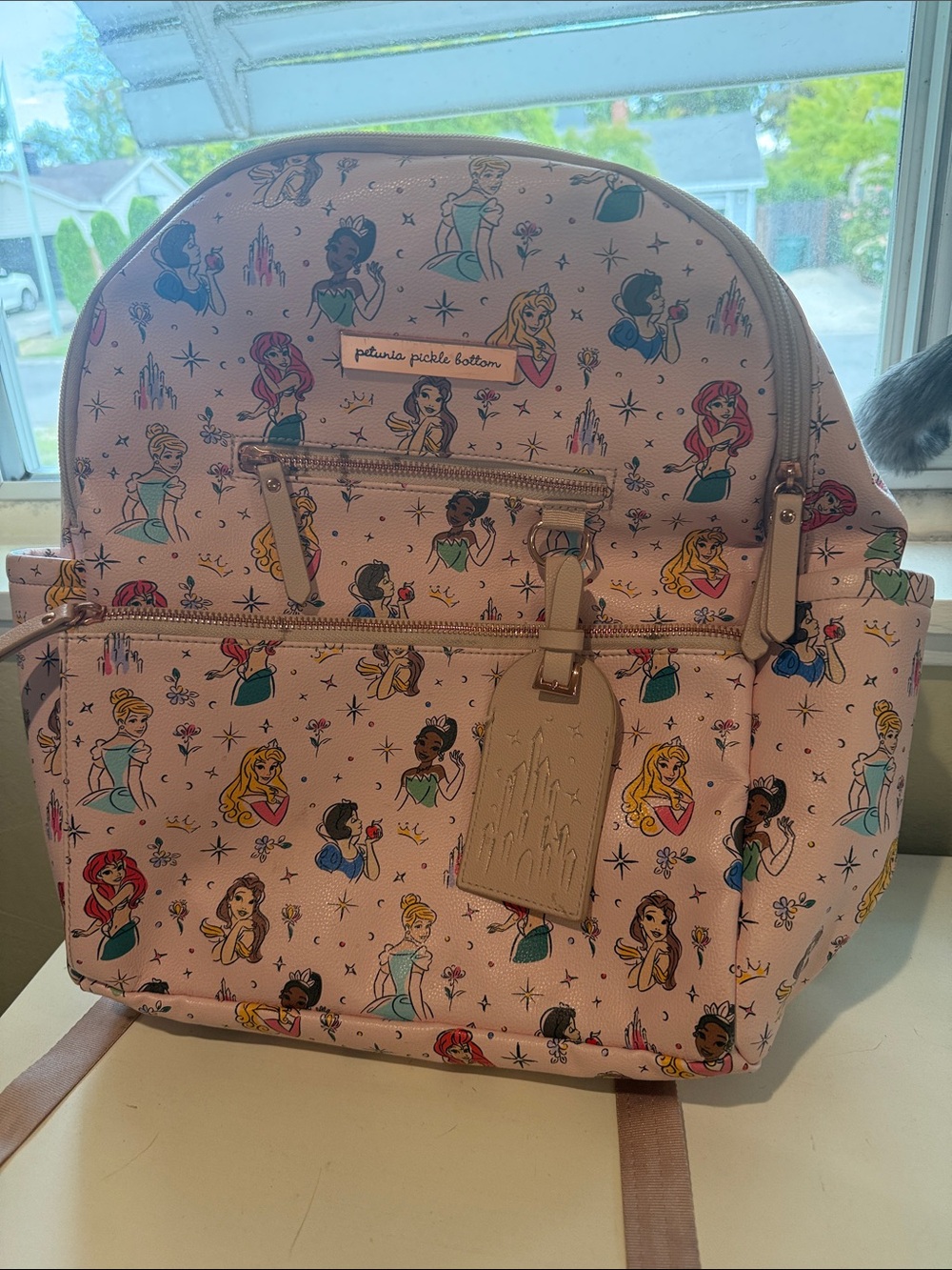 Petunia Pickle Bottom Pink Disney Princess Print Kids Backpack